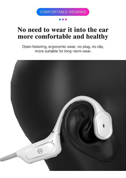 Bluetooth 5.0 Kemik Iletimli Kulaklık Akıllı Basın, Mikrofonlu Su Geçirmez (Yurt Dışından)