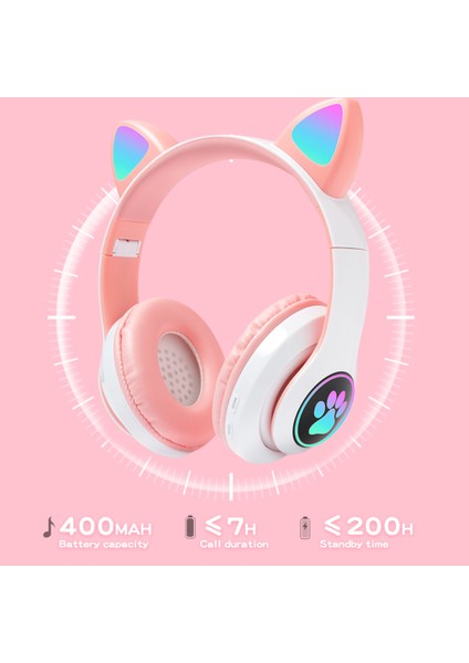 Sevimli Kedi Kulak Bluetooth Kulaklık Çocuk Mikrofonlu Telefon Kulaklığı (Siyah) (Yurt Dışından) fiyatları