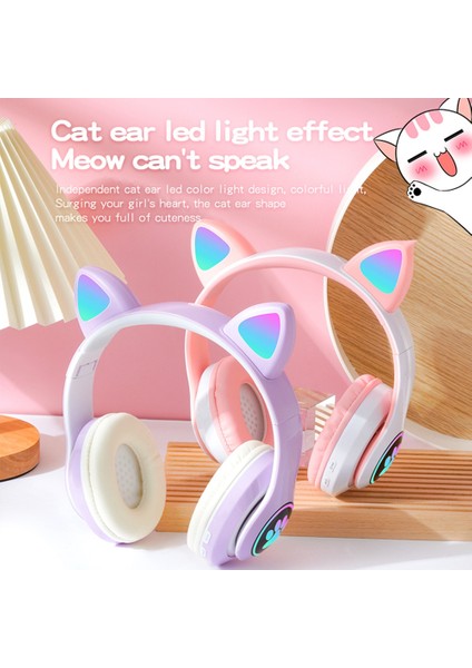 Sevimli Kedi Kulak Bluetooth Kulaklık Çocuk Mikrofonlu Telefon Kulaklığı (Siyah) (Yurt Dışından) fırsatları