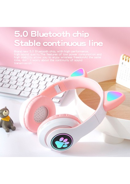 Sevimli Kedi Kulak Bluetooth Kulaklık Çocuk Mikrofonlu Telefon Kulaklığı (Siyah) (Yurt Dışından) indirimleri