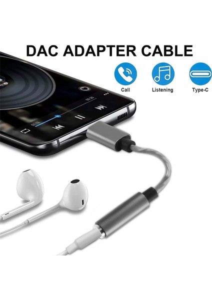 Samsung Akıllı Telefon Için USB Tip C - 3,5 mm Jak Dac Adaptörü(Gri) (Yurt Dışından)