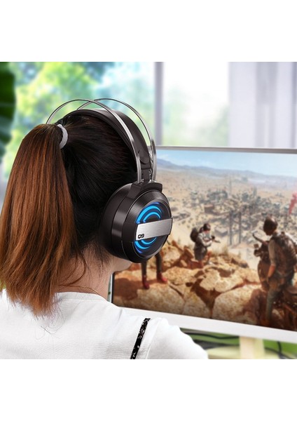 Q9 Başa Monte Bilgisayar Kablolu Kulaklık Masaüstü Oyun Mikrofonu Bluetooth (Yurt Dışından)