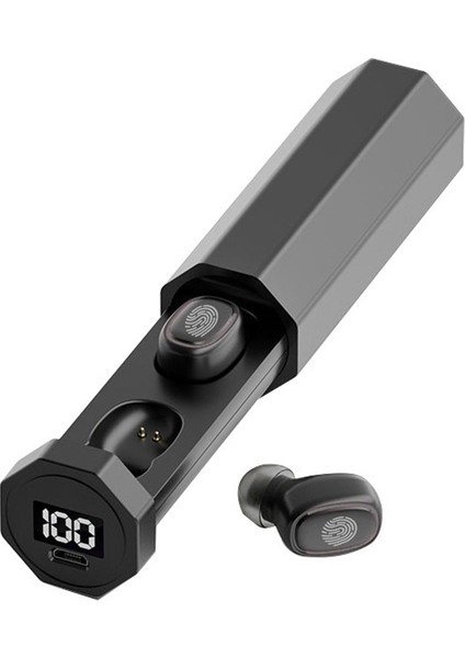 Kulak Içi Basın Şarjlı Kablosuz Bluetooth Mikrofonlu Kulaklık, Siyah (Yurt Dışından)