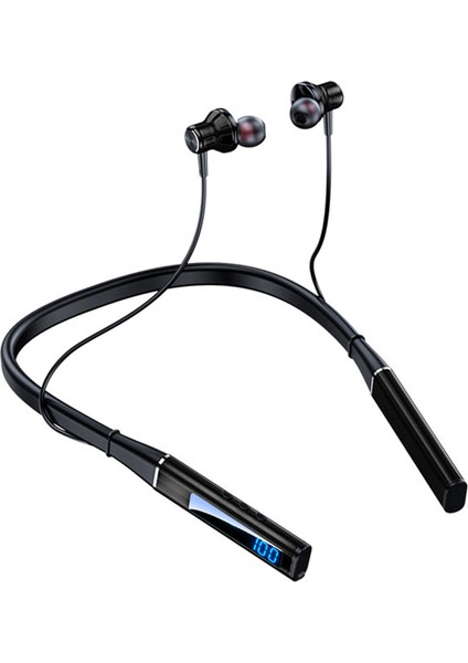 Kablosuz Bluetooth 5.1 Kulaklık Boyun Su Geçirmez Kulaklık Siyah (Yurt Dışından)