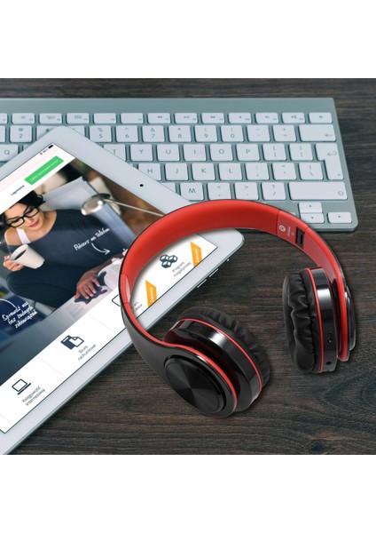 Xiaomi Iphone Sumsamg Tablet Için Mikrofonlu Bluetooth Kulaklık, Kırmızı (Yurt Dışından)