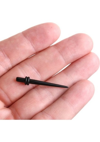 2 Adet Siyah Akrilik Kulak Genişletici Konik Fiş Sedye (8g 3mm) (Yurt Dışından)
