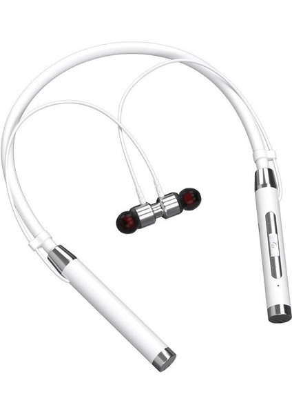Kablosuz Bluetooth Boyun Bantlı Kulaklık Beyaz Su Geçirmez Spor Kulaklıklar (Yurt Dışından)