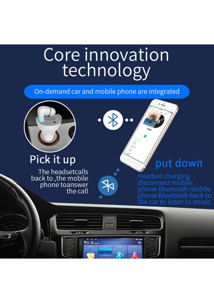 Özel Çağrıyı Sürmek Için Araç Kablosuz Bluetooth 5.0 Kulaklık -Beyaz (Yurt Dışından)