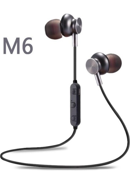Manyetik Emilim M6 Spor Bluetooth Kulaklık Kablosuz Gri (Yurt Dışından) fiyatları