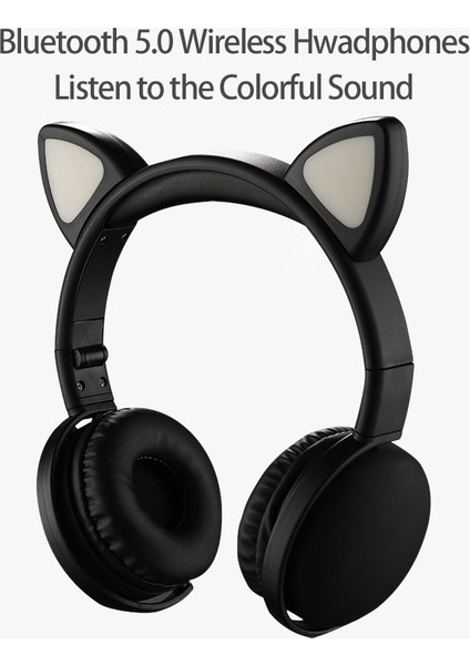 Kedi Mikrofonlu Bluetooth 5.0 Çocuk Desteği Tf Kart Siyah Oyun Kulaklığı (Yurt Dışından) fiyatları