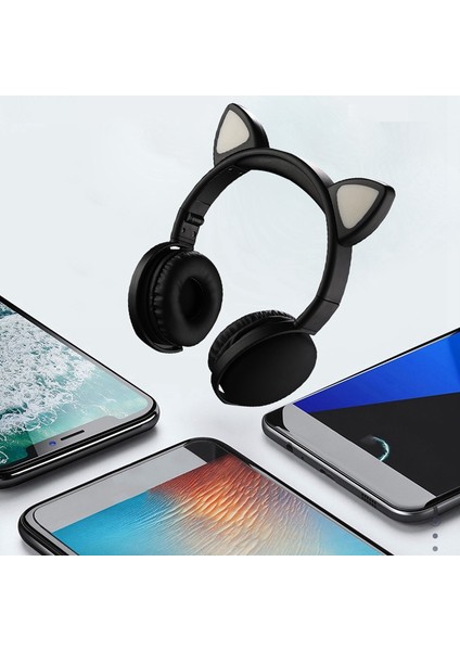Kedi Mikrofonlu Bluetooth 5.0 Çocuk Desteği Tf Kart Siyah Oyun Kulaklığı (Yurt Dışından) modelleri