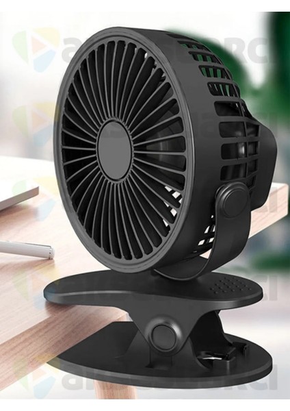 Mandallı Sıkıştırmalı Şarjlı 3 Kademe Taşınabilir Kıskaçlı Mini Fan Sessiz Vantilatör Soğutma