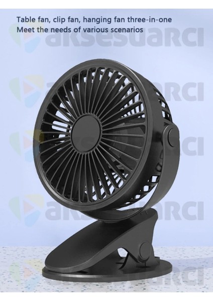 Mandallı Sıkıştırmalı Şarjlı 3 Kademe Taşınabilir Kıskaçlı Mini Fan Sessiz Vantilatör Soğutma