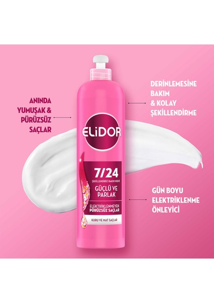 7/24 Şekillendirici Saç Bakım Kremi Güçlü ve Parlak Kuru ve Mat Saçlar 240 ml X2