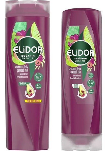 Doğanın Enerjisi Avokado ve Üzüm Çekirdeği Yağı Saç Bakım Seti 400 ml + 350 ml