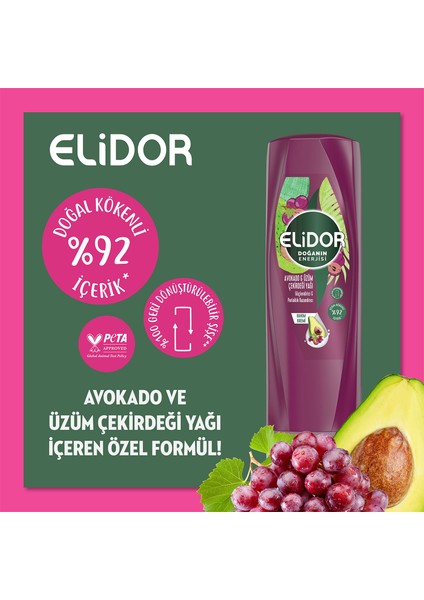 Doğanın Enerjisi Avokado ve Üzüm Çekirdeği Yağı Saç Bakım Seti 400 ml + 350 ml