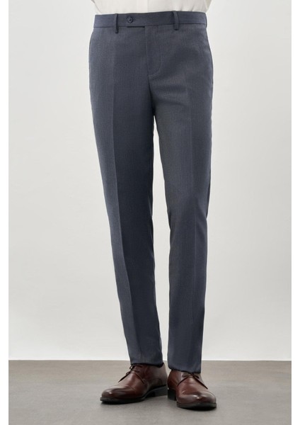 Lacivert Düz Gabardin Esnek Yan Cep Slim Fit Classic Pantolon 1003245209_204