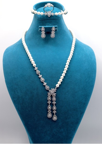 Inci Taşlı Damla Model 925 Ayar Gümüş Dörtlü Set 201023537 modelleri