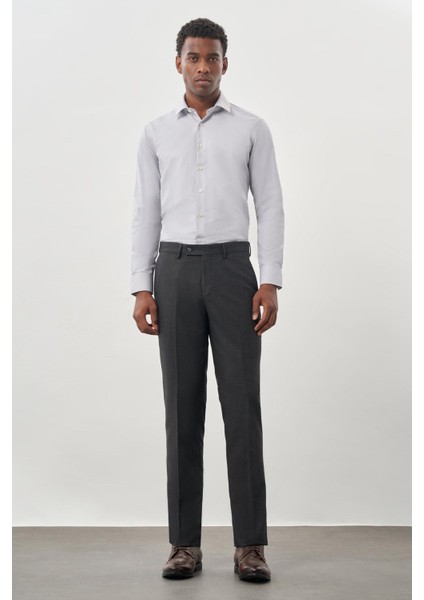 Koyu Antrasit Düz Bez Ayağı Esnek Yan Cep Slim Fit Classic Pantolon 1003245207_070 fiyatları