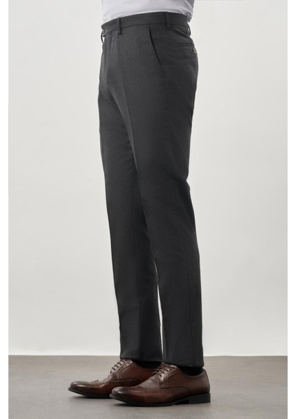 Koyu Antrasit Düz Bez Ayağı Esnek Yan Cep Slim Fit Classic Pantolon 1003245207_070 modelleri