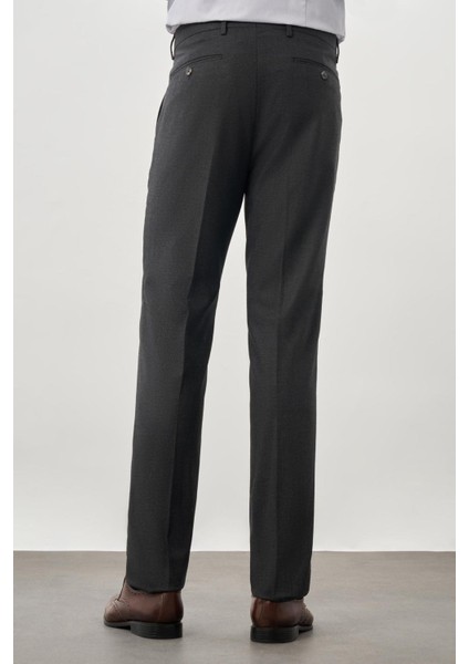 Koyu Antrasit Düz Bez Ayağı Esnek Yan Cep Slim Fit Classic Pantolon 1003245207_070 fırsatları