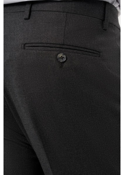 Koyu Antrasit Düz Bez Ayağı Esnek Yan Cep Slim Fit Classic Pantolon 1003245207_070 indirimleri