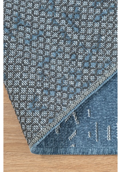 Cool Mavi Kaymaz Taban Yıkanabilir Kilim Yolluk