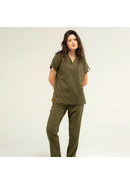 Core Flex Lüks Likralı Unisex Medikal Haki Alt Üst Takım Doktor Hemşireuniforma fiyatları