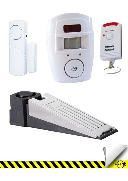 LR-NG300 Kumandalı Alarm Seti + LR-DST01 Stop Alarm + LR-4444 Beyaz Kapı Pencere Alarmı