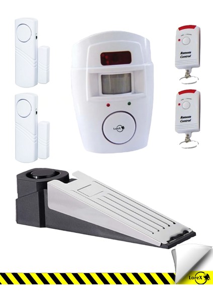 LR-NG300 Kumandalı Alarm Seti + LR-DST01 Stop Alarm + 2ADET LR-4444 Beyaz Kapı Pencere Alarmı