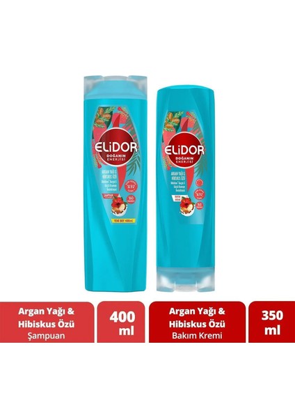Doğanın Enerjisi Argan Yağı ve Hibiskus Özü Saç Bakım Seti 400 ml + 350 ml