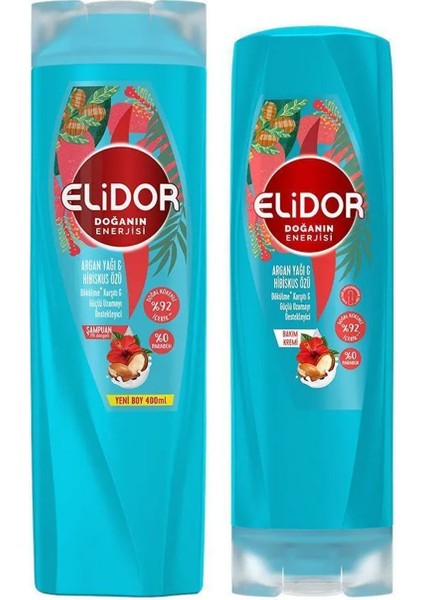 Doğanın Enerjisi Argan Yağı ve Hibiskus Özü Saç Bakım Seti 400 ml + 350 ml