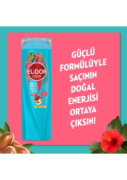 Doğanın Enerjisi Argan Yağı ve Hibiskus Özü Saç Bakım Seti 400 ml + 350 ml
