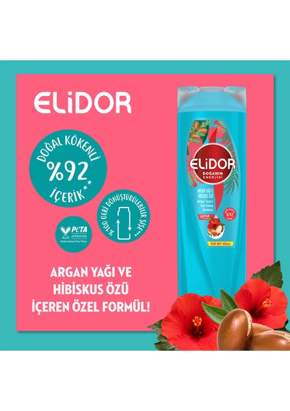 Doğanın Enerjisi Argan Yağı ve Hibiskus Özü Saç Bakım Seti 400 ml + 350 ml