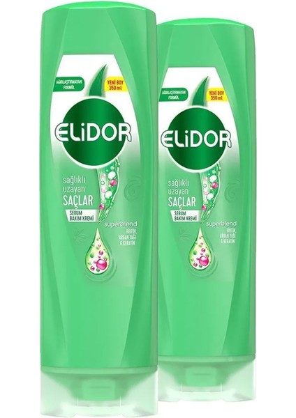 Superblend Serum Saç Bakım Kremi Sağlıklı Uzayan Saçlar Biotin Argan Yağı & Keratin 350 ml X2