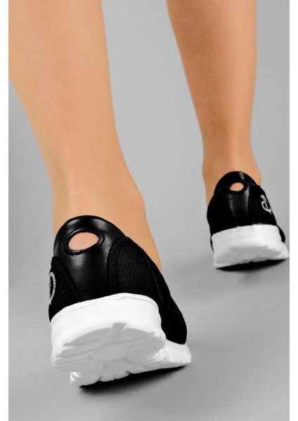 801-24 Triko Konforlu Esnek Kadın Sneaker Siyah Beyaz modelleri