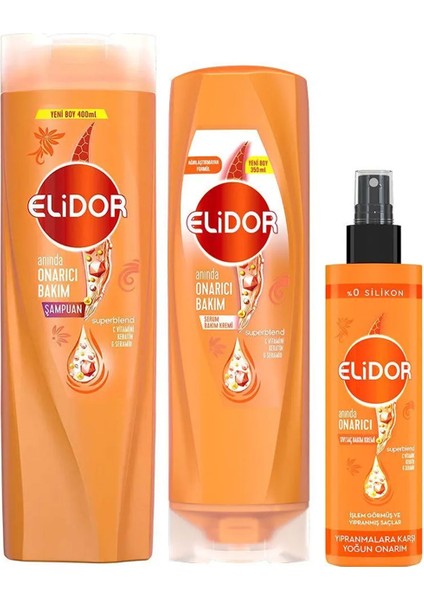 Superblend Saç Bakım Üçlüsü Anında Onarıcı C Vitamini Keratin Seramid 400 ml + 350 ml + 200 ml