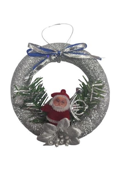 Noel Baba Figürlü Gümüş Mini Kapı Süsü