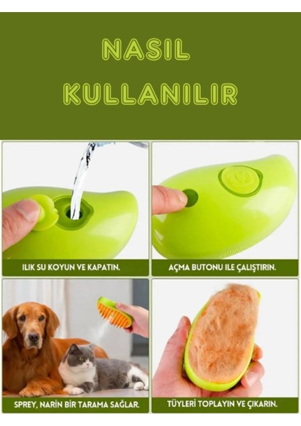 Tekno Trust Buharlı Kedi & Köpek Yıkama Fırçası Tarağı Yumuşak Silikon
