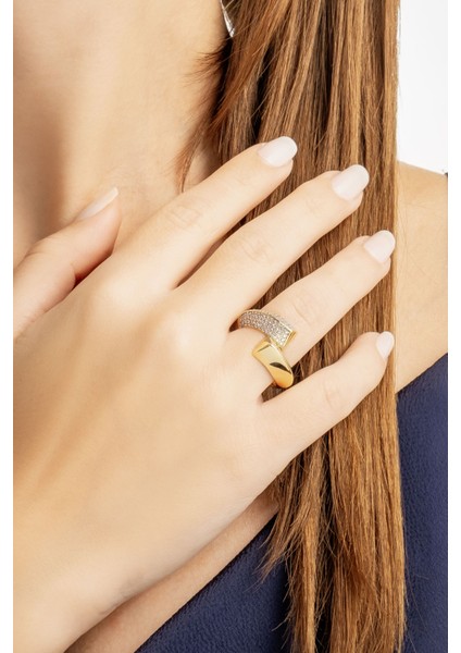 Modern Tasarım 18 Ayar Sarı Altın Kaplama Gümüş Yüzük modelleri