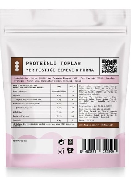 Proteinli Meyve Topları - Hindistan Cevizi Kaplı & Yer Fıstığı Ezmeli x 12