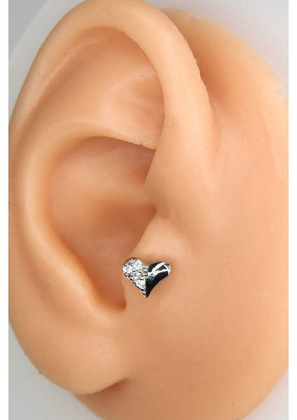 8mm Kalp Parlak Piercing Tragus Helix Kıkırdak