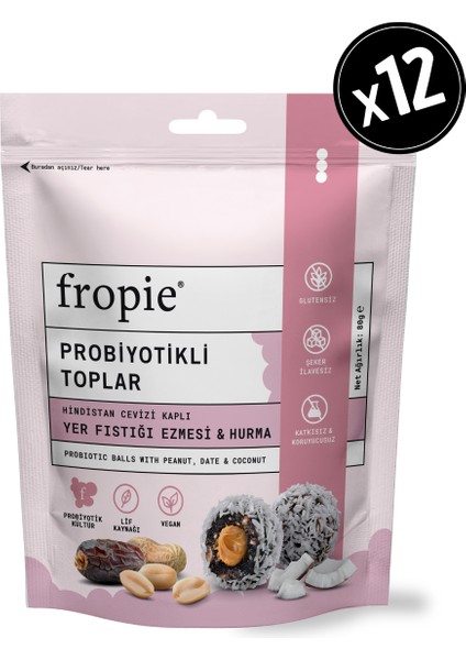 Probiyotikli Meyve Topları - Hindistan Cevizi Kaplı & Yer Fıstığı Ezmeli x 12