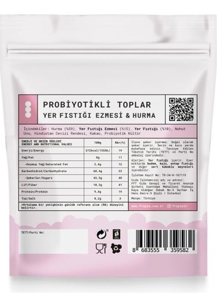 Probiyotikli Meyve Topları - Hindistan Cevizi Kaplı & Yer Fıstığı Ezmeli x 12