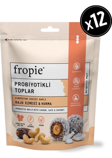 Probiyotikli Meyve Topları - Hindistan Cevizi Kaplı & Kaju Ezmeli x 12