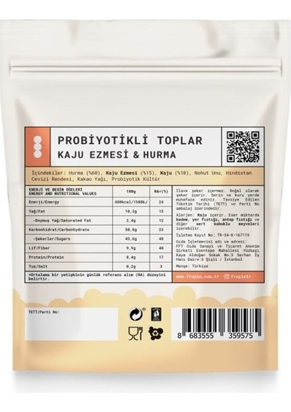 Probiyotikli Meyve Topları - Hindistan Cevizi Kaplı & Kaju Ezmeli x 12