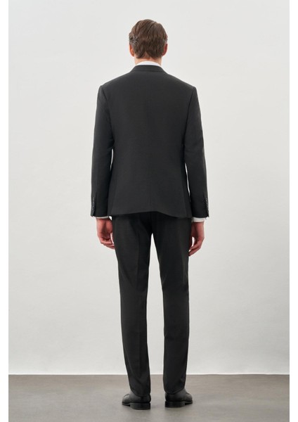 Koyu Antrasit Bez Ayağı Mono Yaka Tam Astar Esnek 6 Drop Comfort Fit Takım Elbise 1001245900
