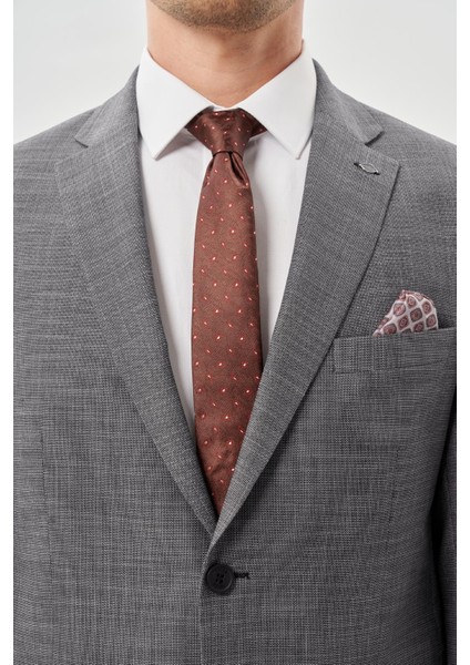 Füme Kendinden Mono Yaka Çift Yırtmaç 2 Düğme 6 Drop Comfort Fit Classic Takım Elbise 1001245162