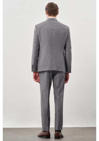 Füme Kendinden Mono Yaka Çift Yırtmaç 2 Düğme 6 Drop Comfort Fit Classic Takım Elbise 1001245162