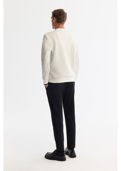 Erkek Ekru Bisiklet Yaka Baskılı Elastan Sweatshirt A42y1279 fırsatları